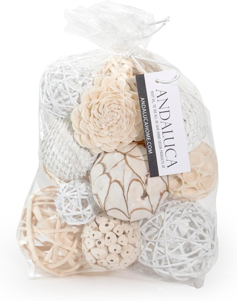 ANDALUCA Decorative Balls Bag Bowl Filler Home Decor (White) - Image 2